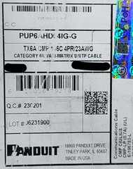 Panduit PUP6HD04IG-G Cat6A UTP Vari-MaTriX HD Network Cable Plenum CMP Gray/50ft