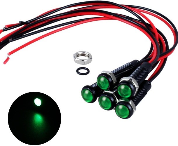 5Pcs 6mm LED Indicator Light Plastic Black Signal Dot Lamp 110 220VAC 1/4