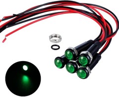 5Pcs 6mm LED Indicator Light Plastic Black Signal Dot Lamp 110 220VAC 1/4