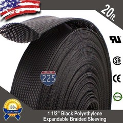 20 FT. 1 1/2″ Black Expandable Wire Cable Sleeving Sheathing Braided Loom Tubing