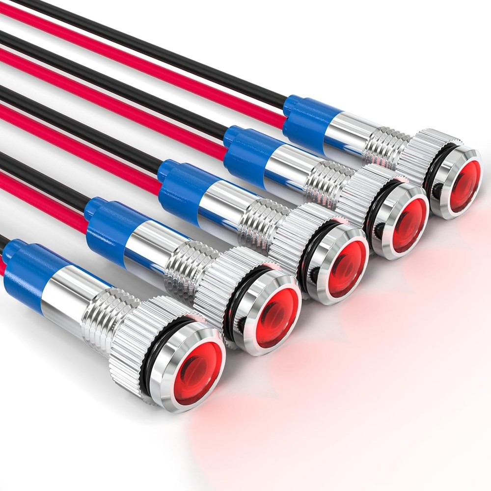 Energy Saving Indicator Light LED 12V 24V 110V 20mA Panel Mount 6mm Hole 5 PCS