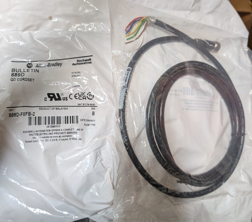 Allen-Bradley 889D-F8FB-2 M12 8-Pin Female Straight 2-Meter Shielded Cordset