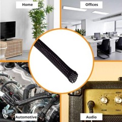 PET Black Expandable Braided Cable Sleeving 2-25mm Wire Harness Automotive