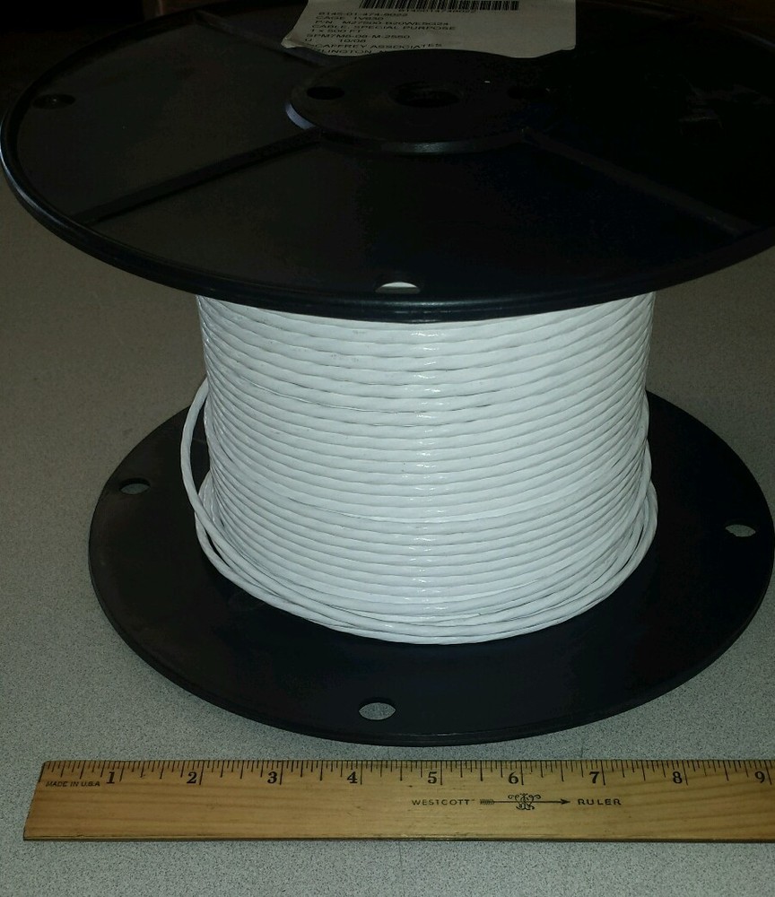 ( 25 FT) Mil-Spec M27500-B20WE5G24 (White) 20Awg Electrical Power Cable 5/C-19/C