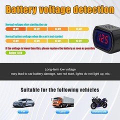 Car LED Cigarette Lighter Voltmeter, 12V 24V DC Digital Battery Vo Color: 1 PC
