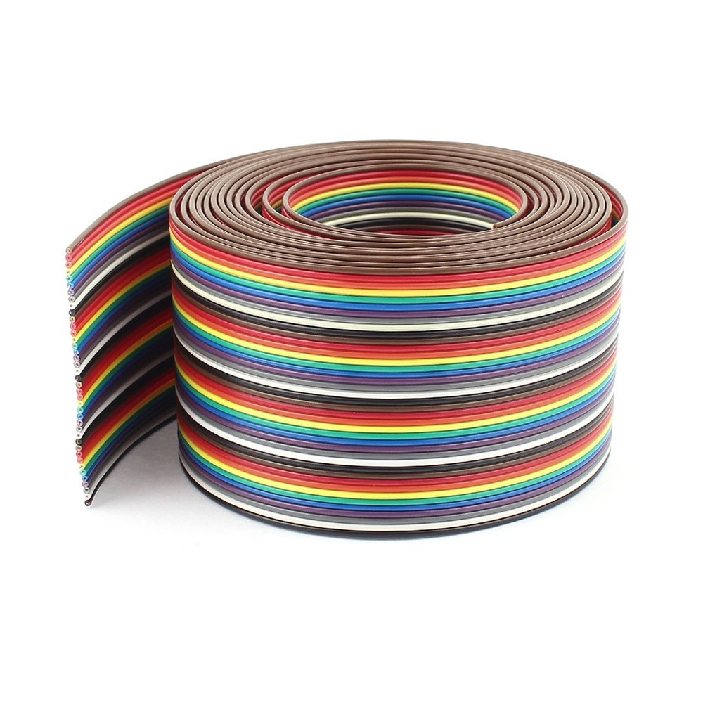 10ft 40 Way 40Pins Rainbow Color Flat Ribbon Cable 1.37mm Pitch