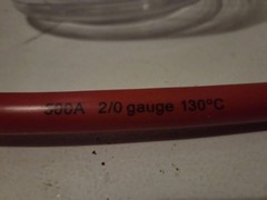 2/0 Gauge AWG Copper Battery Cable 3 Feet with ring terminal