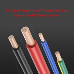0.3~2.5mm² Single Core RV Flexible Wire Pure Copper Cores PVC Electrical Cable