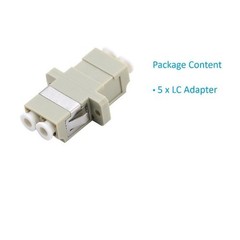 LC to LC Duplex Multimode Fiber Optic Adapter Coupler, 5 Pack in Beige
