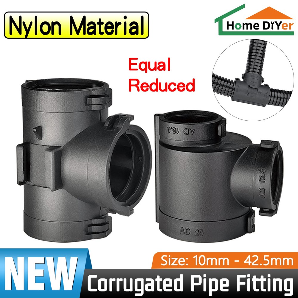 Corrugated Pipe Snap Tee Connector Fitting Nylon For Corrugated Cable Tubing