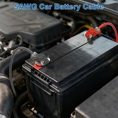 2× 5AWG Battery Cable Set M10 Ring Terminals Pure Copper for Car Marine Inverter