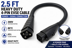 2.5 Ft Heavy Duty 4-Pin EVSE Charging Cable 300V 80C FT1 Industrial Multi-Pin