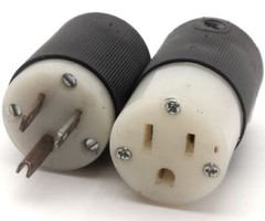 Hubbell HBL5269C & HBL5266C Connector Plug Set, 125V, 15A, 2P, 3W, NEMA 5-15