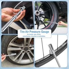 Heavy Duty Dual Head Pencil Tire Pressure Gauge for Truck Clor: SILVER 1 Pack