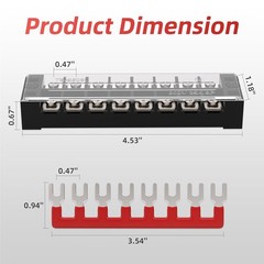 Dual Row 8 Position Screw Terminal Block Covered Pre-Insulated 25A Barrier