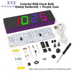 DIY Electronic Clock Kit LED Digital RGB Clock Time Temperature Date Display 5V