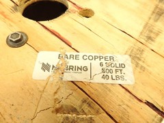 Nehring 500FT Bare Copper Wire Number 6 Solid 40LBS