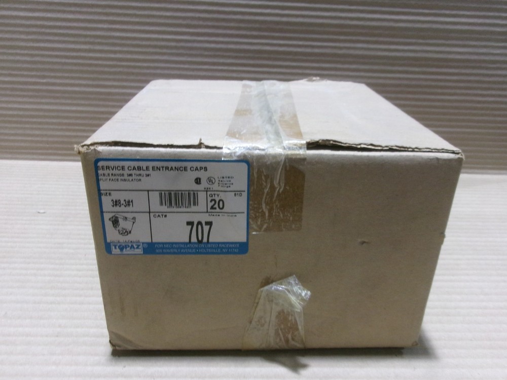 New Box of 20 Topaz 707 Size 3#8-3#1 Service Cable Entrance Caps AK