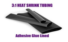3:1 Marine Waterproof Heat Shrink Tubing Black or Red Glue Adhesive Lined