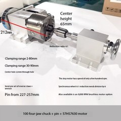 CNC Engraving Machine Rotary Table Fourth Axis 80/100 Chuck Tailstock Spindle