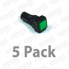 5 PACK – 10mm SQUARE LED PANEL MOUNT LAMP – GREEN LENS 3VDC-12VDC #NN10SGR