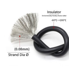 Silicone Cable Flexible Wire 2 AWG to 30 AWG Strand Dia Ø 0.08mm Various Colours