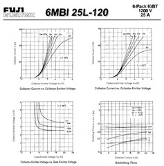 FUJI ELECTRIC – 6MBI25L-120 – Transistor, IGBT, 25A,1200V, N-Channel, New
