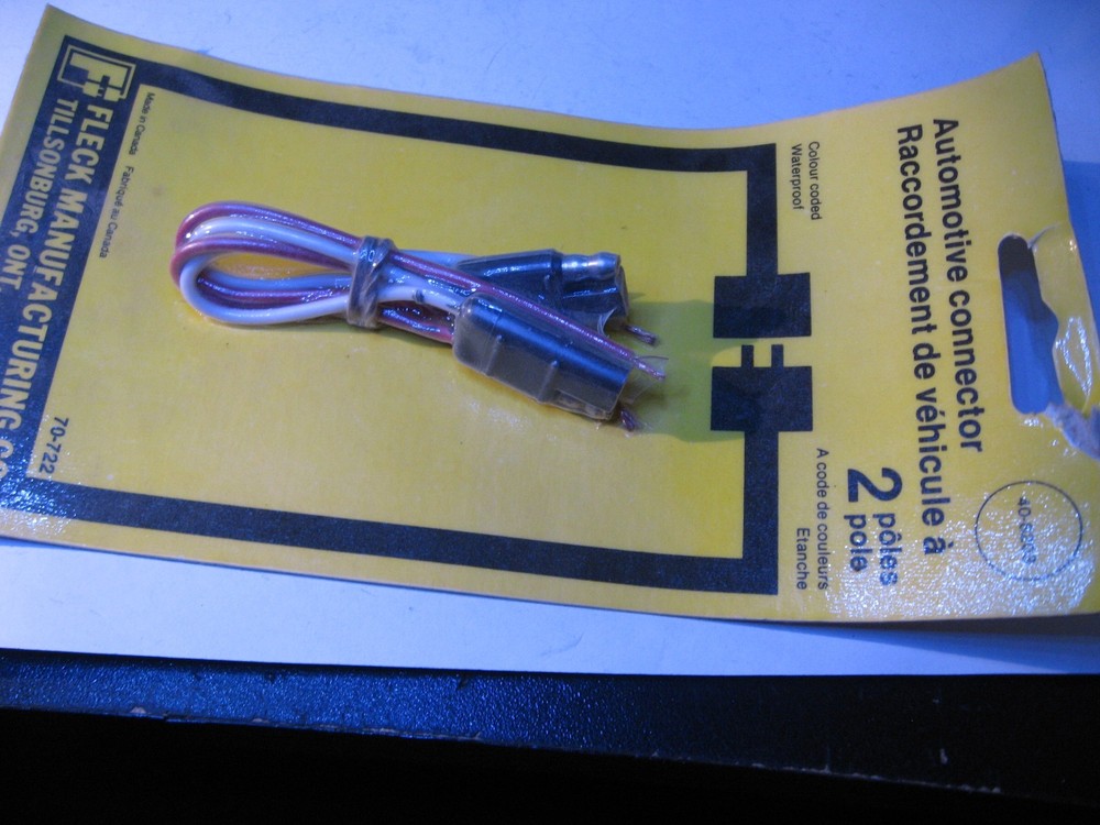 Auto Cable Connector 2 Pin Conductor Wire Set Color Coded 5 Inch – NOS Qty 1