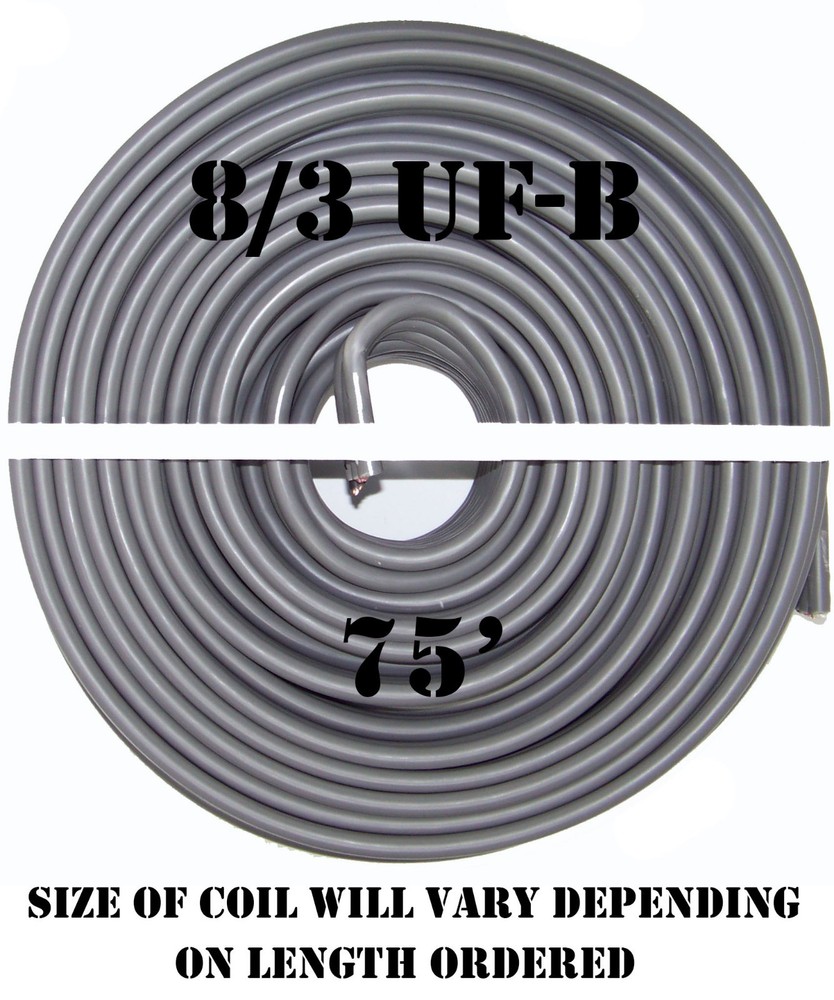 8/3 UF-B x 75′ Southwire Underground Feeder Cable