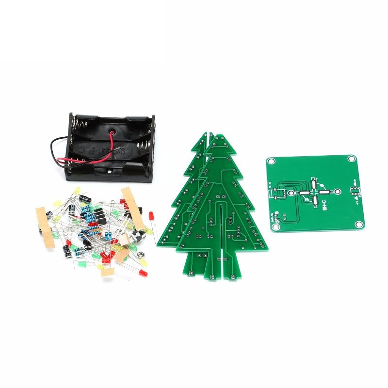 1 pcs 3D Tree DIY Kit Red/Green/Yellow LED Flash Circuit Electronic Gift