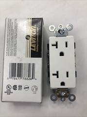 Leviton 16342-W, 125 VAC, 20 A, White, Duplex, Straight Blade Receptacle, 1pc