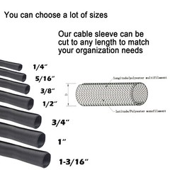 Cable Management Lot/Woven Mesh Split Sleeve Wire Loom Auto Harness Power cord
