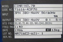 Yaskawa CIMR-H3.7B AC Drive 616 H II 5 hp Varispeed 3 Phase