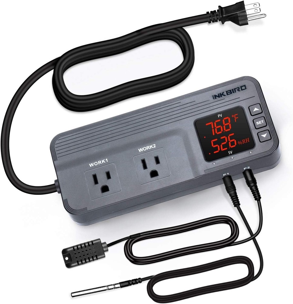 Temperature and Humidity Controller ITC-608T Pre-Wired Dual Gray