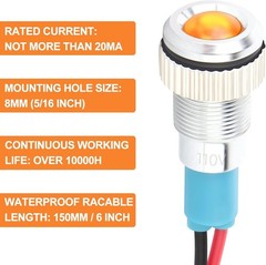 12V 24V 110V 20mA Energy Saving Indicator Light 8mm Mounting Hole Green Yellow