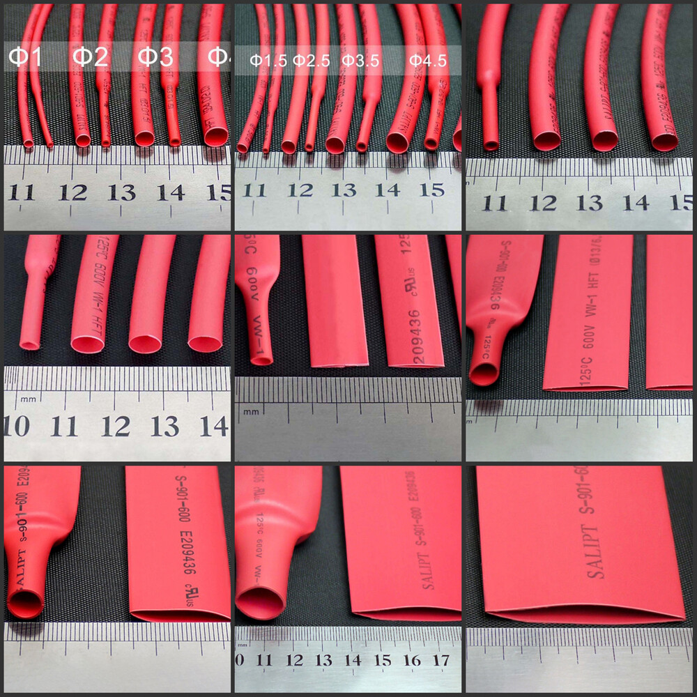 Red 1-80mm 2:1 Heatshrink Tube Ratio Heat Shrink Tubing Cable Sleeving Wire Wrap