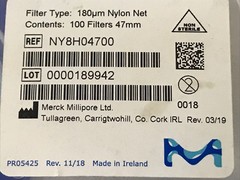 *PACK OF 100* Merck Millipore NY8H04700 Nylon Mesh Filter Membrane 47mm 180um