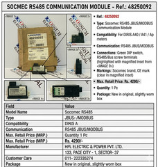 SOCOMEC A40/A41 48250092 JBUS/MODBUS COMMUNICATION MODULE FOR DIRIS