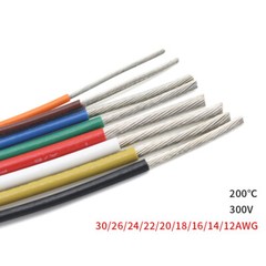 Flexible PTFE Cable Wire 28/26/24/22/20/18/16/14/13/12AWG Tinned Copper Stranded