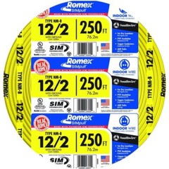 250 ft. 12/2 Solid Romex SIMpull CU NM-B W/G Wire Residential Wiring Outlets