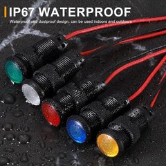 5Pcs 6mm 1/4 Indicator Light 12V-24V AC DC LED Plastic Sh Color: Red Size: 6mm