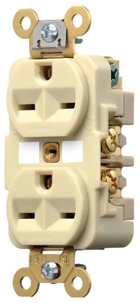 Hubbell HBL5662I, 250V, 15A, 6-15R, Ivory Straight Blade Duplex Receptacle, 1 pc