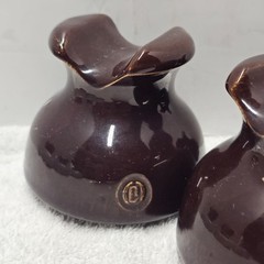 Set of 3 OB Ohio Brass Brown Ceramic Telephone Pole Insulator Caps