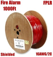 1000FT 16AWG 2C Fire Alarm Cable Solid Bare Copper Wire Shielded FPLR Cord UL
