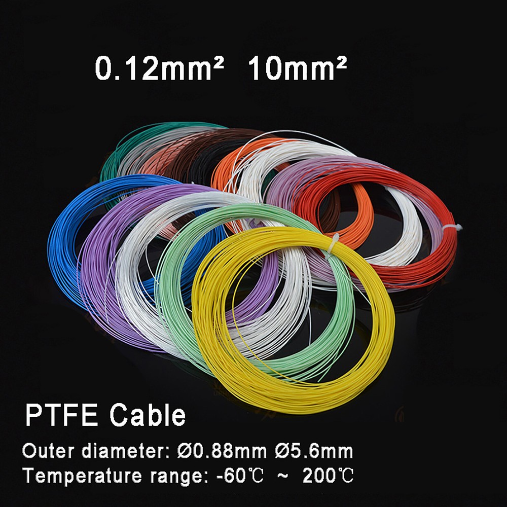 PTFE Cable Wire 0.12mm² Ø0.88mm, 10mm² Ø5.6mm Silver Plated Copper Stranded