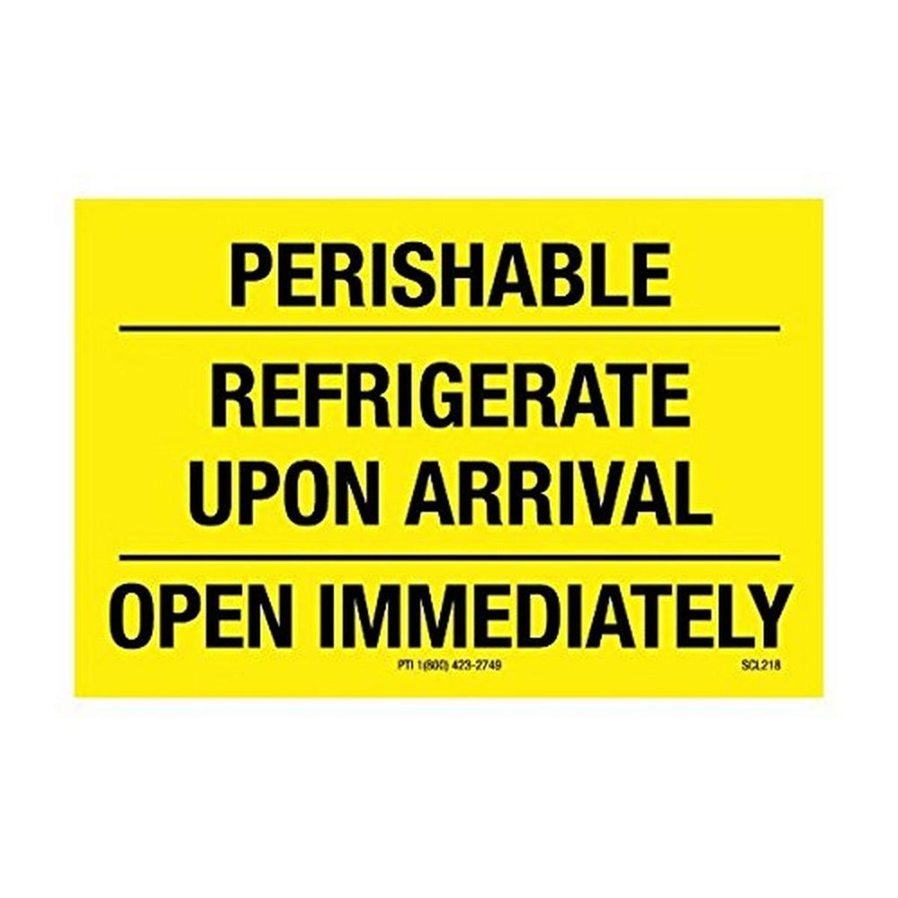 SCL218 Pressure Sensitive Permanent Adhesive Label, “PERISHABLE REFRIGERATE U…
