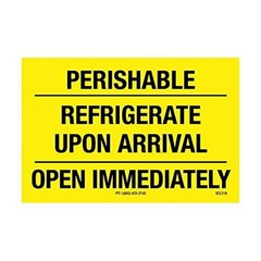 SCL218 Pressure Sensitive Permanent Adhesive Label, “PERISHABLE REFRIGERATE U…