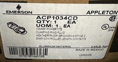 NIB – Appleton – ACP1034CD – 100A Clamp Ring Plug 3W4P St2