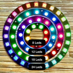 RGB 8 12 16 24 LED Ring Set, WS2812 WS2812B Individual Addressable Control