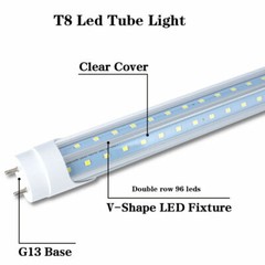 25 PACKS G13 4FT 36W T8 LED Tube Light V Shape 6500K Daylight 2 Pin CLEAR LENS